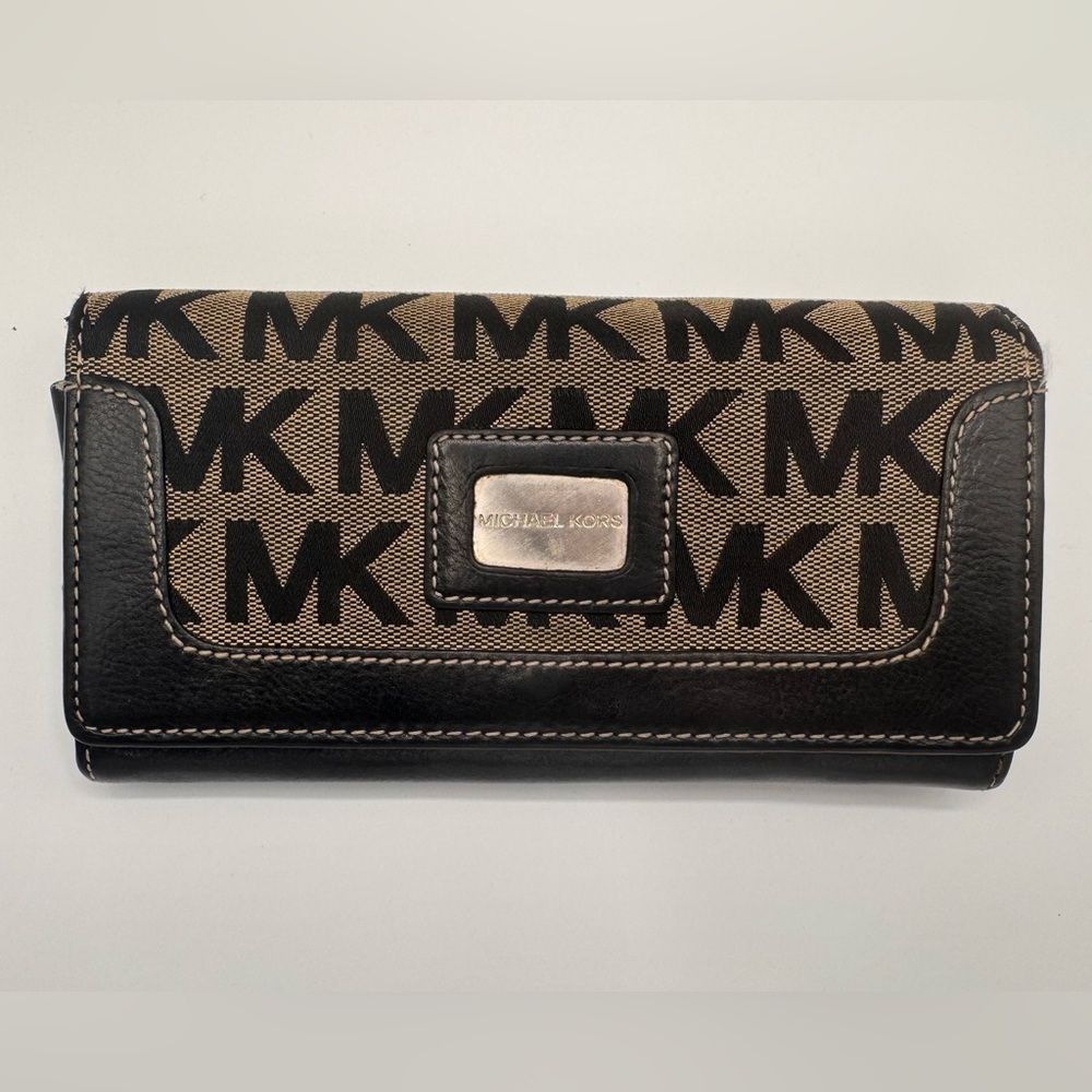 Michael Kors Black & Brown Jet Set Logo Wallet